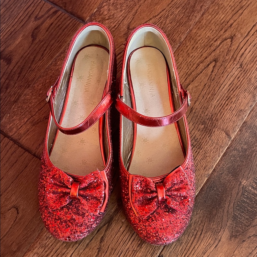 Red Glitter Dress Shoes with Bow